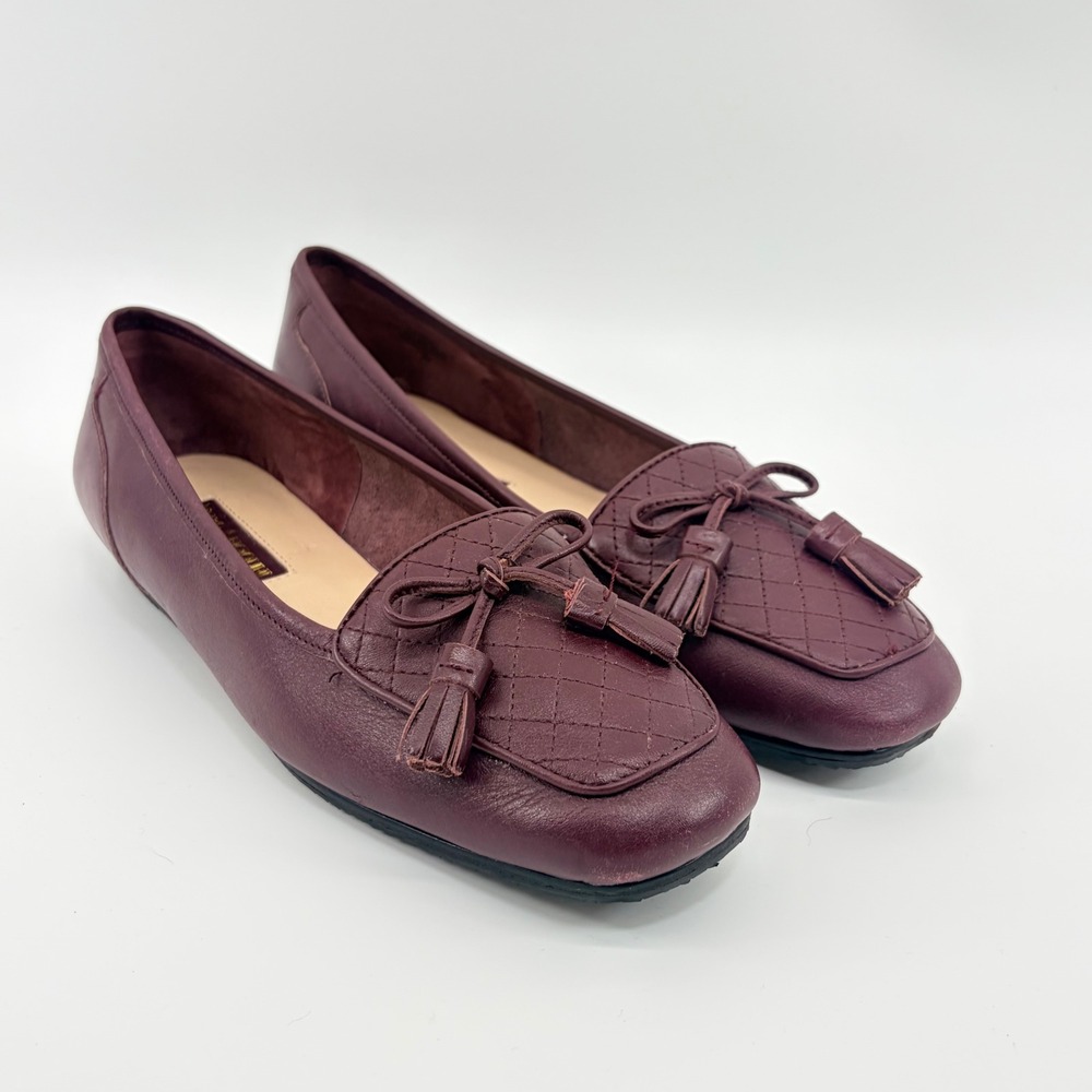 Enzo Angiolini EALIZZIA Burgundy Quilted Leather Tassel Loafers 8M Classic Mod - Picture 8 of 14